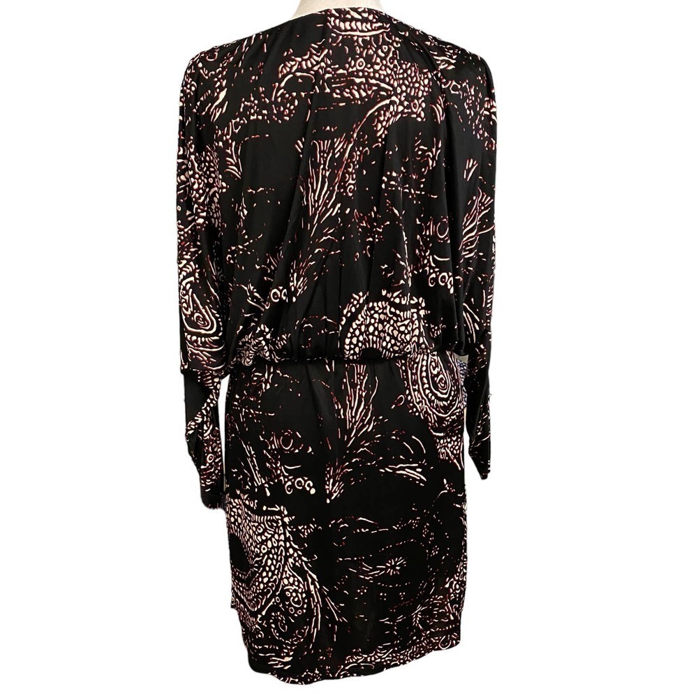 Parker Black Dolman Sleeve Elastic Waist Lined Paisley Catalina Dress Sz Medium - Picture 4 of 10